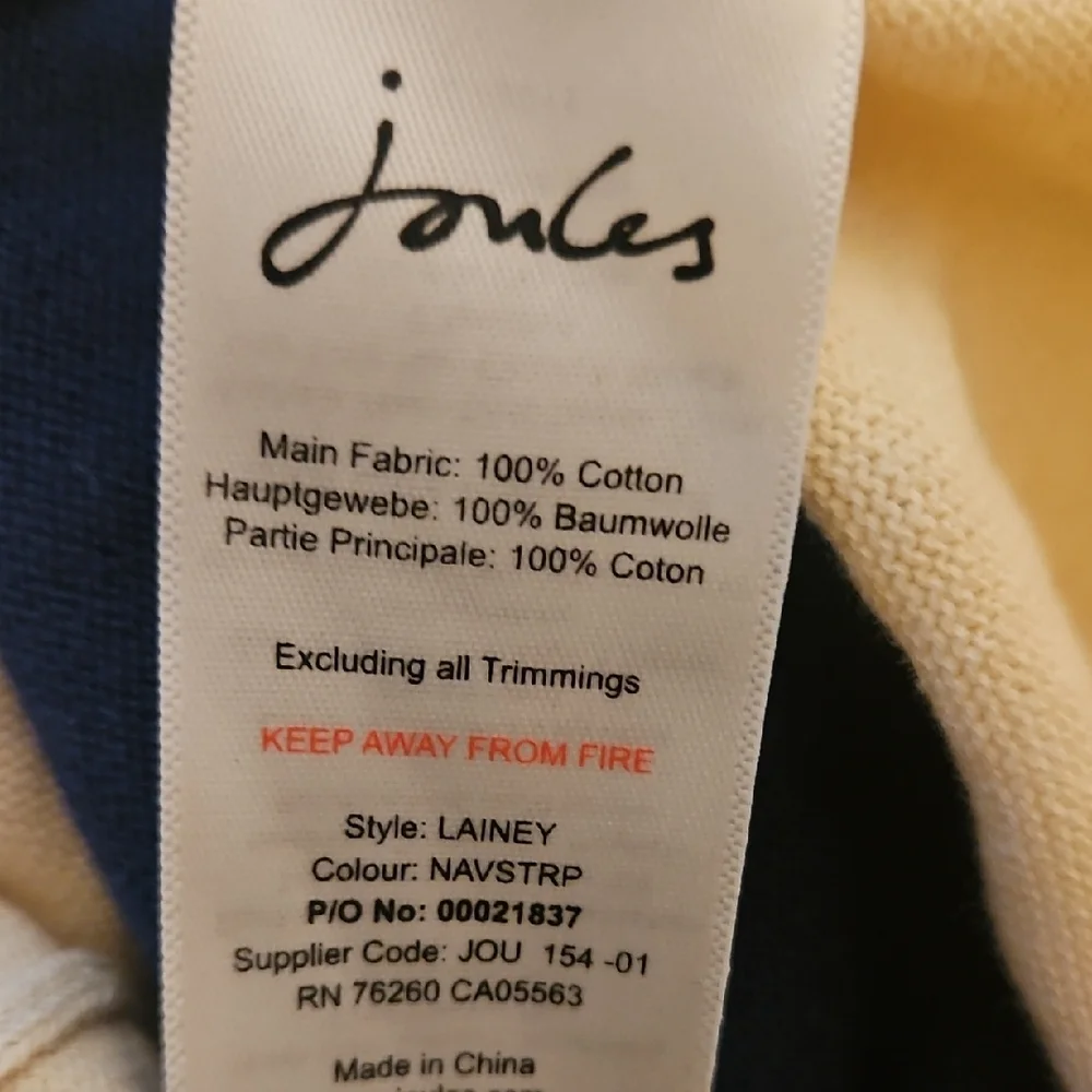 Joules Blue and Cream Striped Sweater with Pink and Yellow Accents - Picture 5 of 6